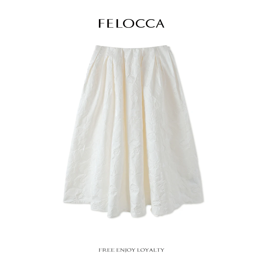 【FELOCCA】浮雕提花半裙国风肌理感花朵花苞裙25SBQ096