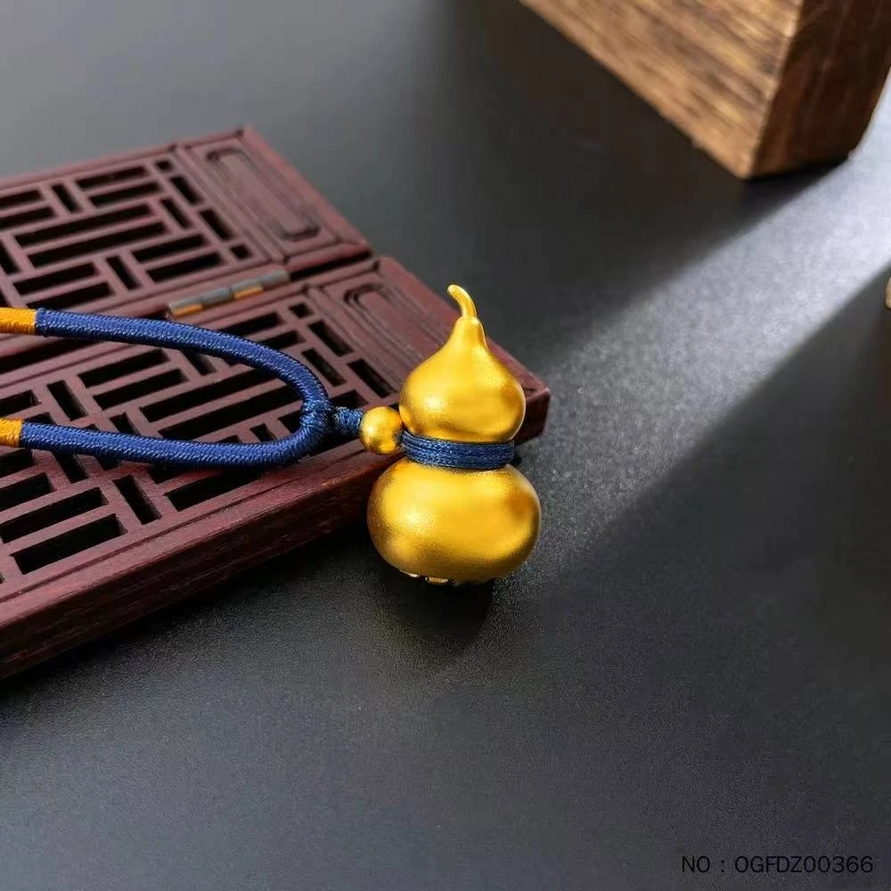 古法空心挂绳吊坠福禄双至空心福禄贺岁葫芦吊坠（含珠子）