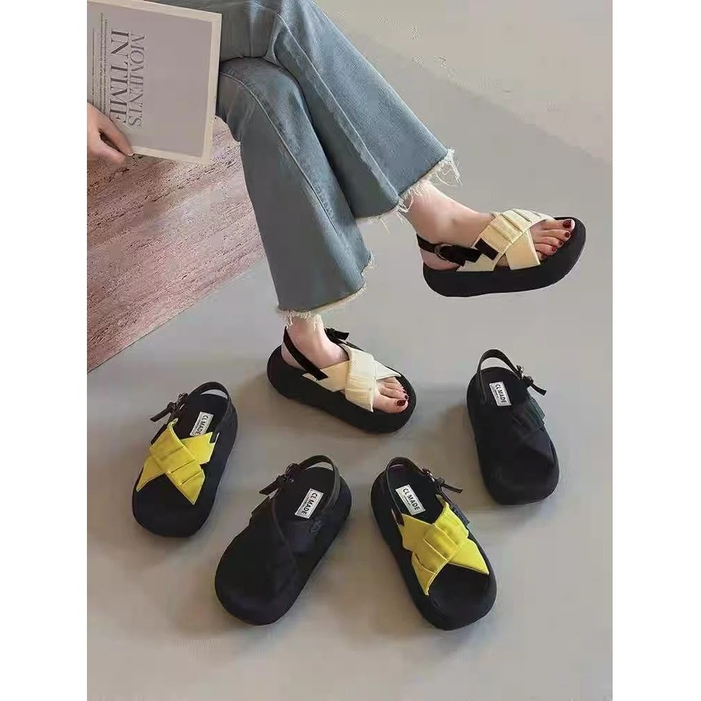 小众设计感交叉平底女外穿夏季复古仙女休闲凉鞋886-7