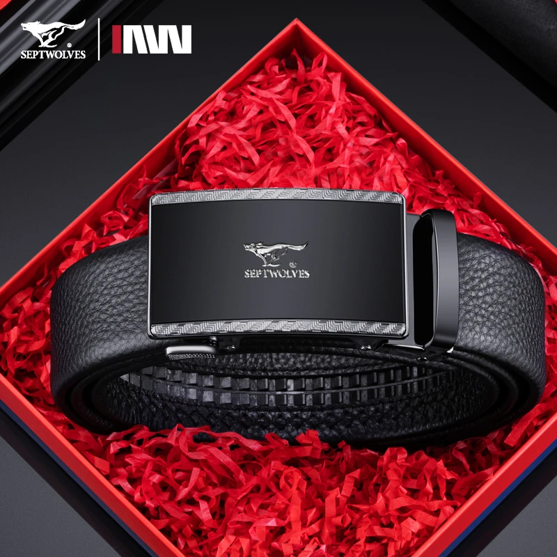 七匹狼皮带男士真皮正品高档自动扣纯牛皮腰带2025新款潮青年裤带