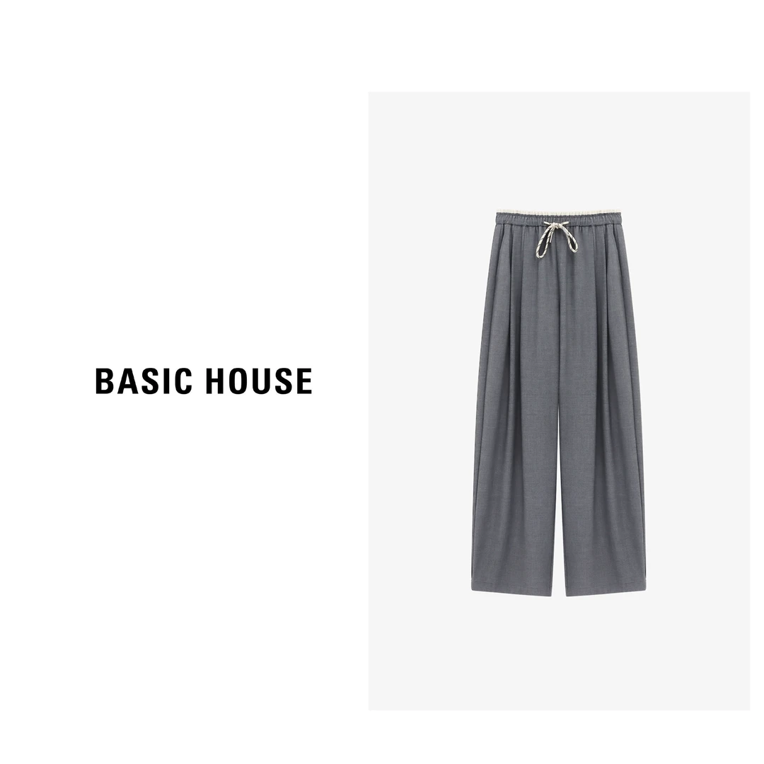Basic House/百家好直通宽松设计师透气百搭空气长裤-B0625B55602