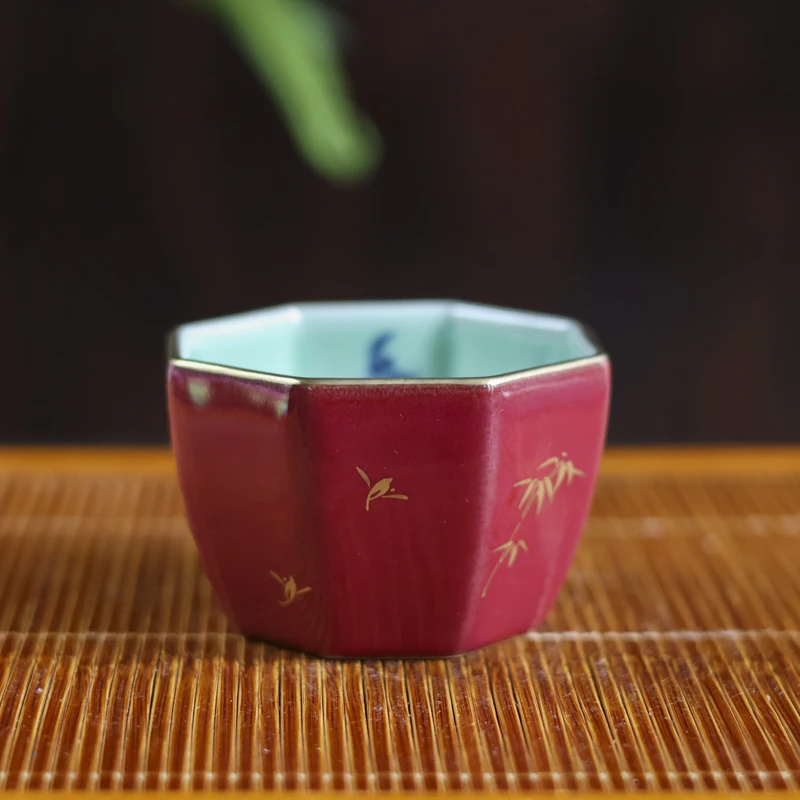 【陶珊居】玫瑰红八方杯（华隐S0756）