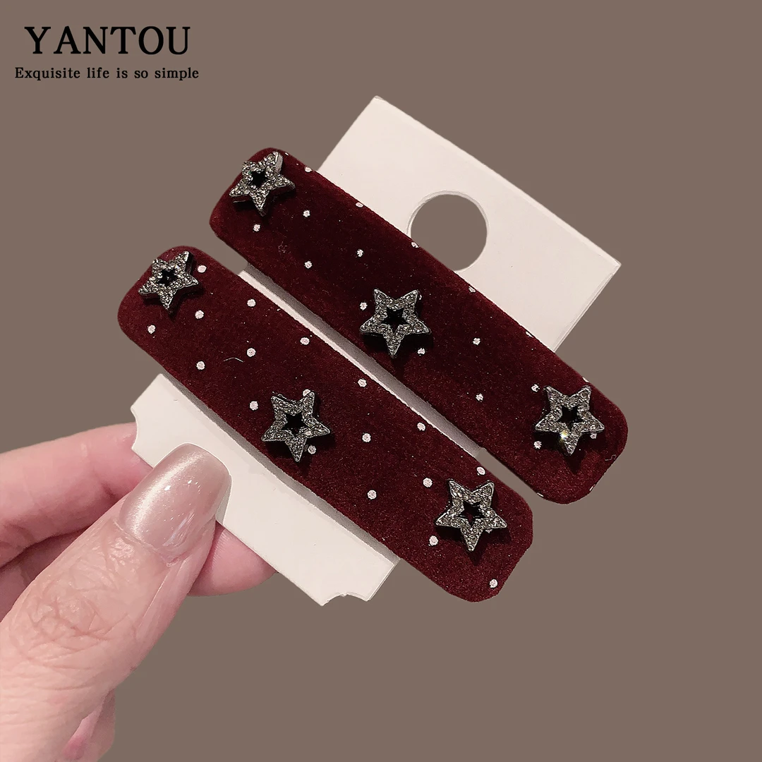 2025秋冬高端发饰酒红色缎面蝴蝶结发夹女后脑弹簧夹发量少11639