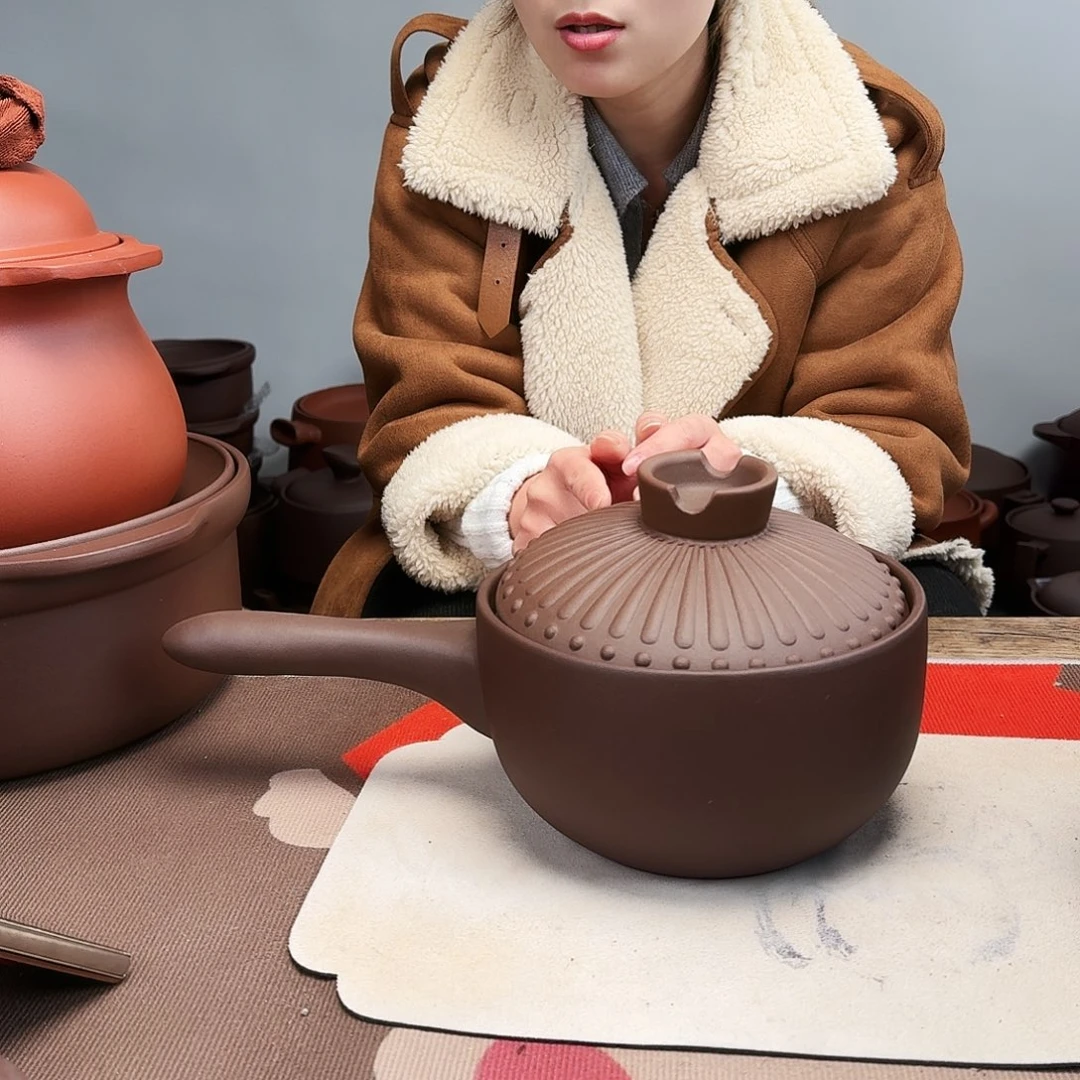 紫砂奶锅1.8升微微的瑕