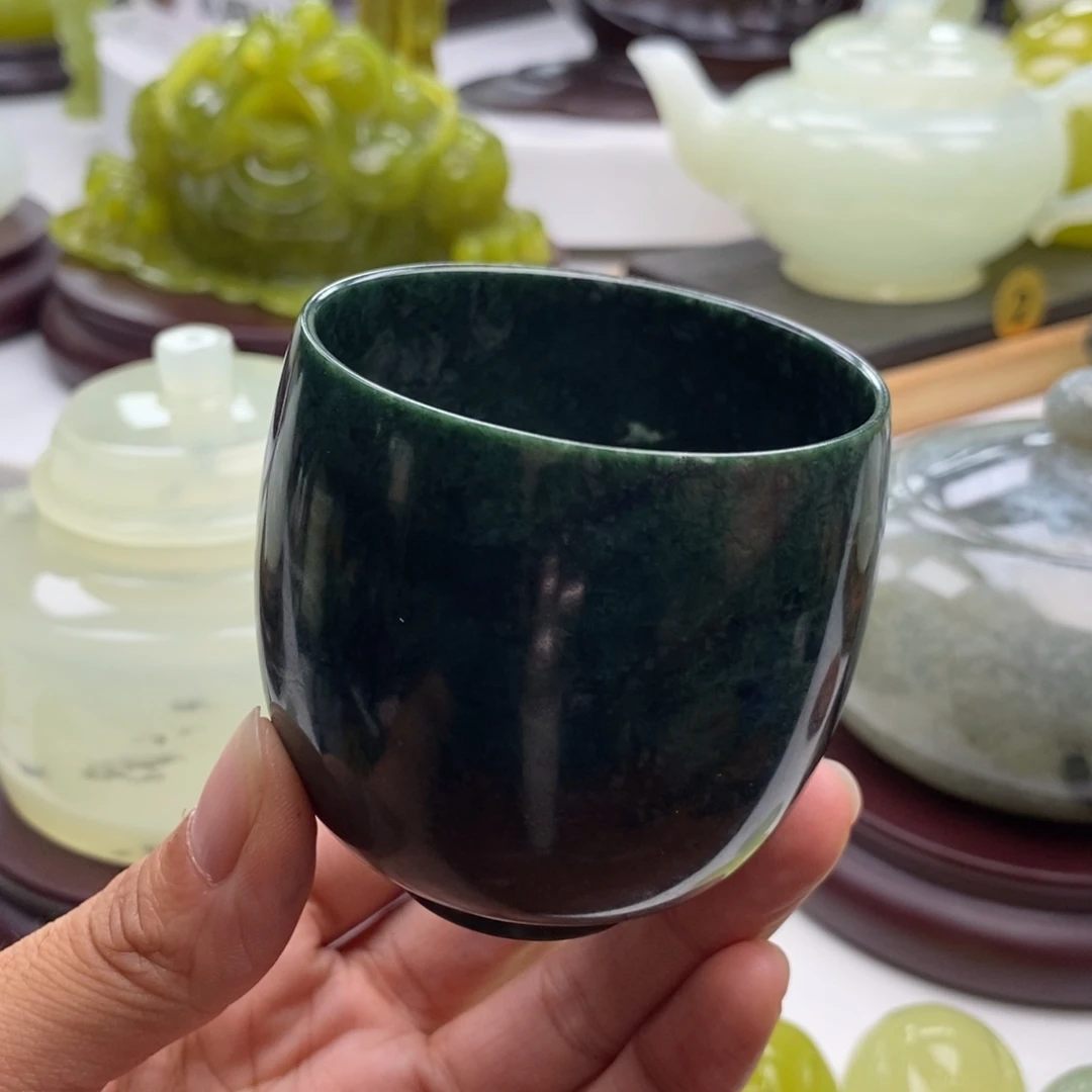 岫玉未镶嵌四大名玉茶杯120cc