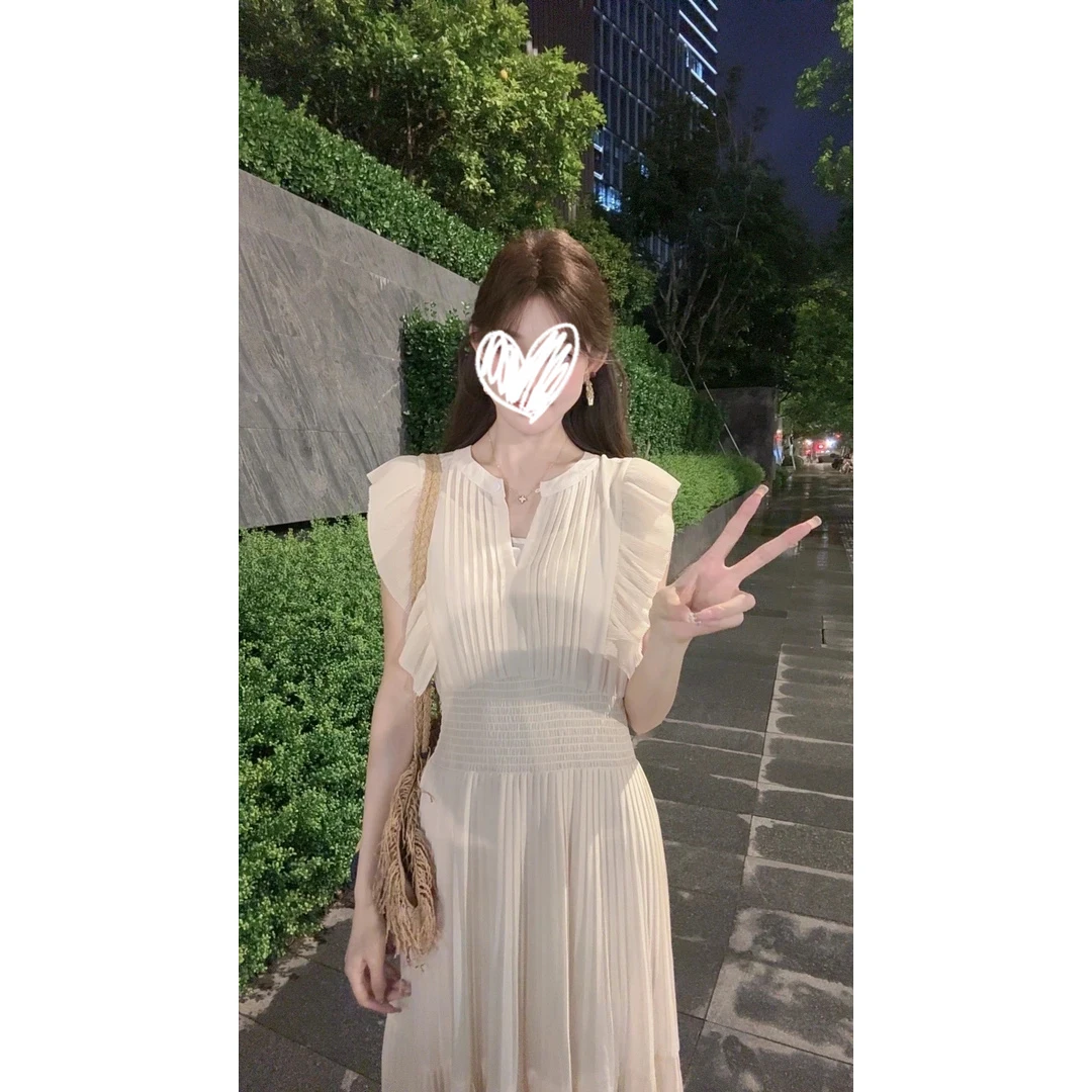 小狐狸PLUS无袖！2025年新款连衣裙气质长裙小众夏季显瘦法式时尚