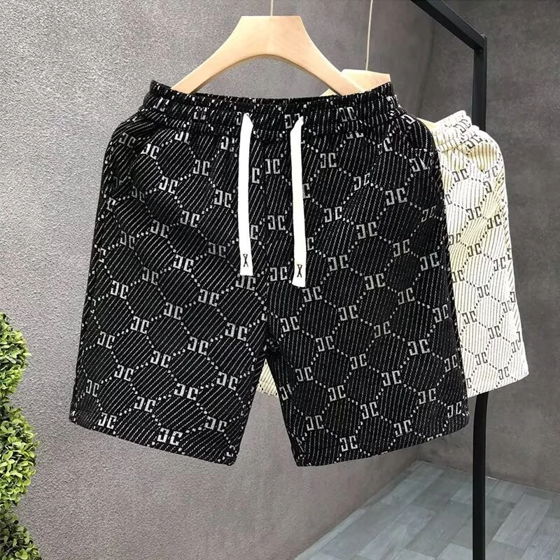 2025高端格子短裤男士夏季潮牌痞帅宽松直筒五分裤外穿休闲沙滩裤