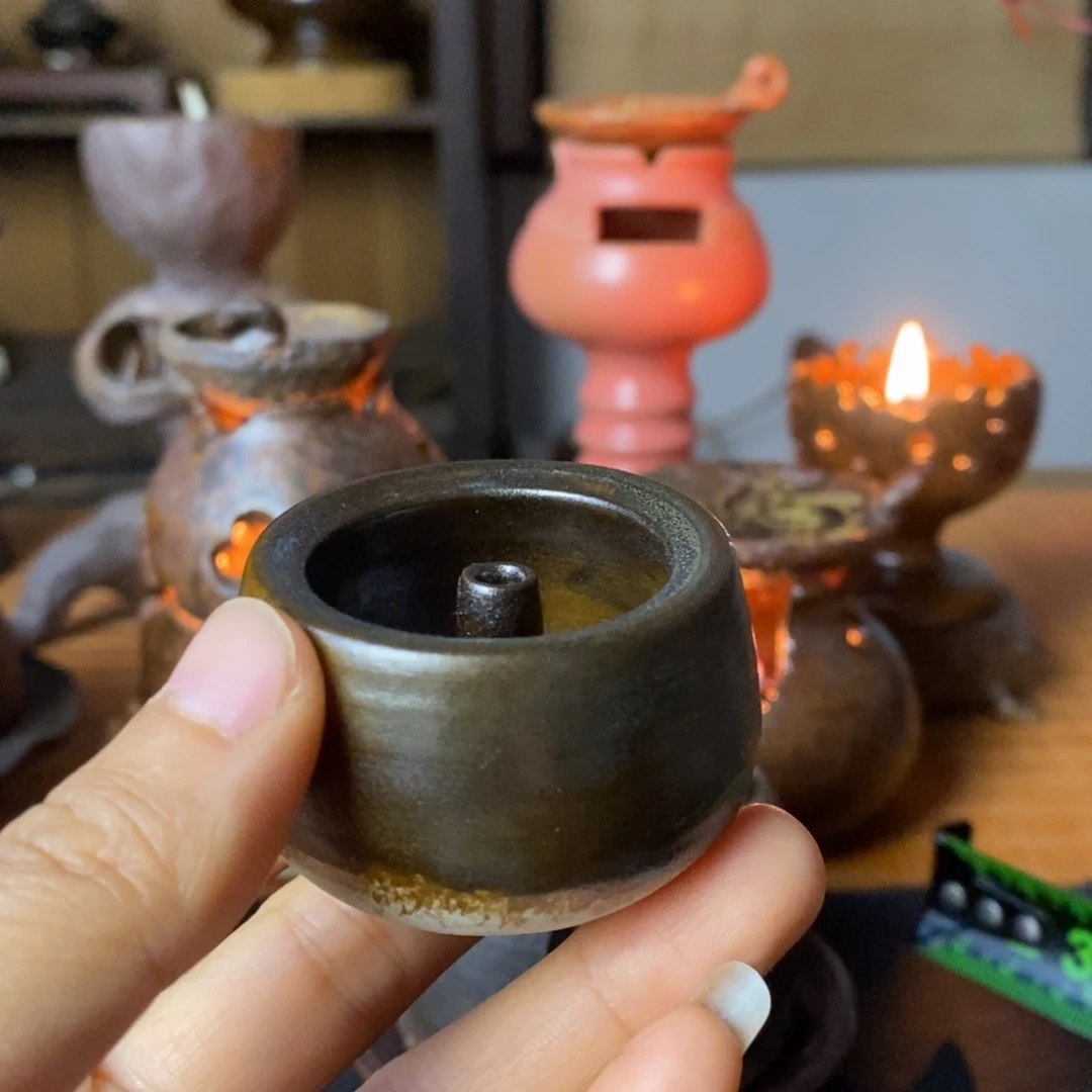 奶***猫景德镇陶瓷艺术小油灯微瑕