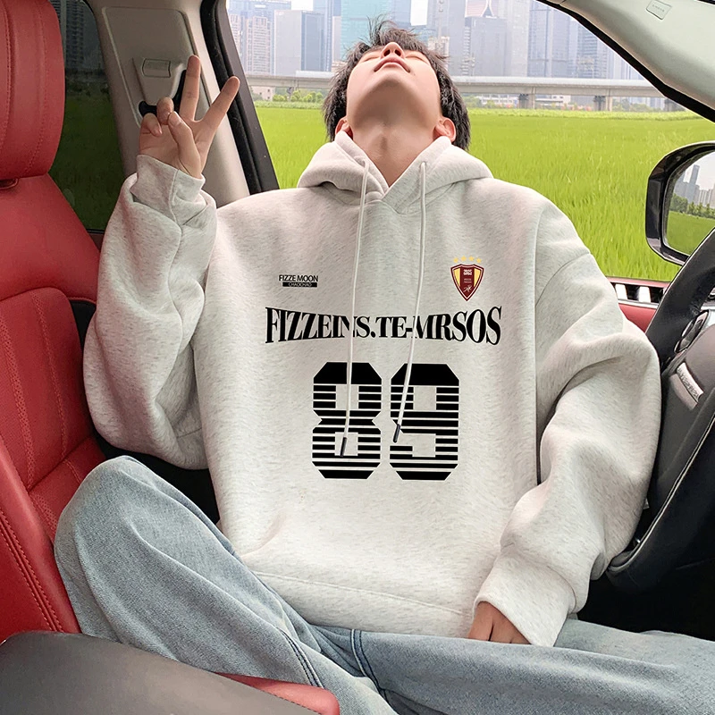 连帽卫衣男秋冬季2025新款高街帽衫重磅港风美式字母宽松上衣外套