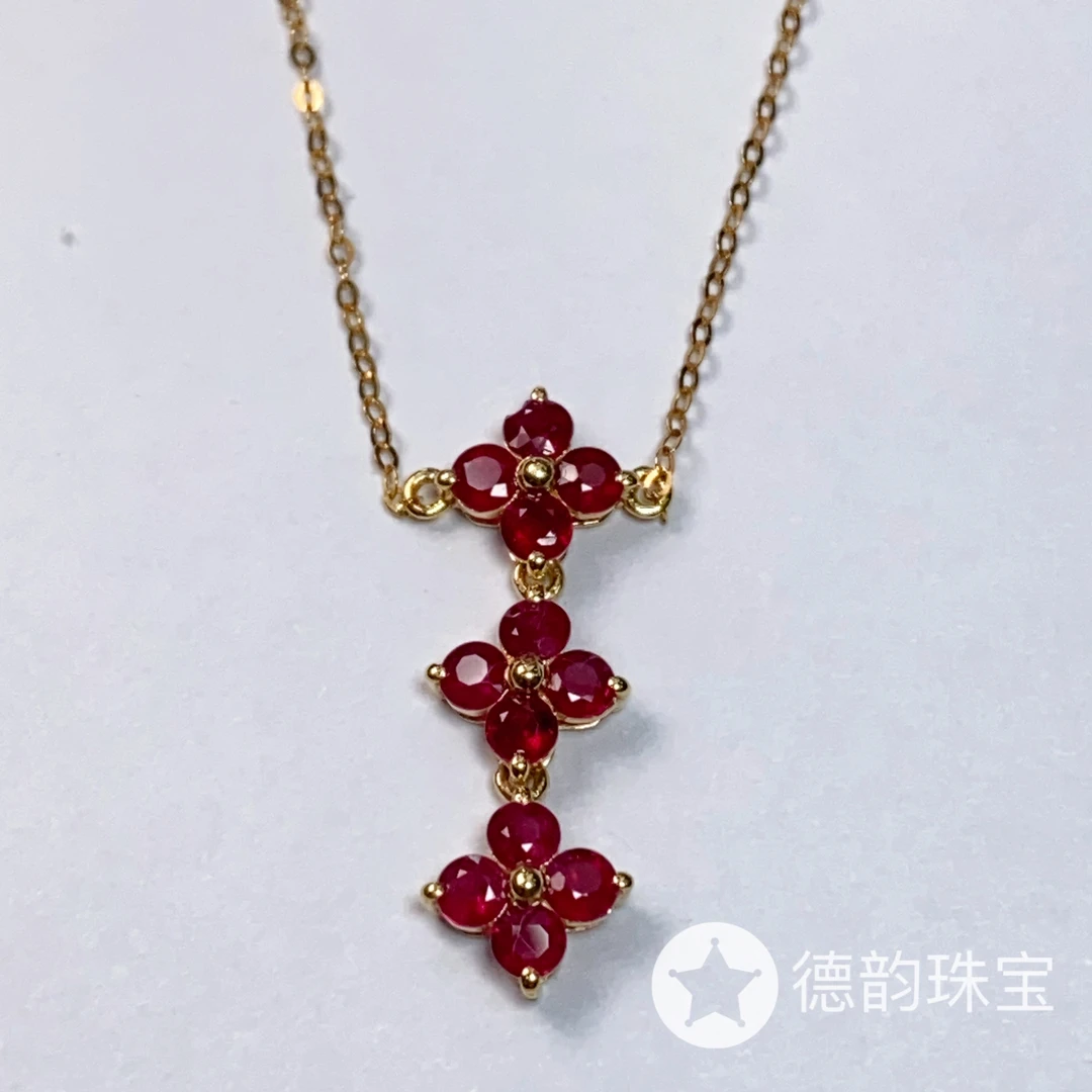 18K金镶嵌红宝石项链