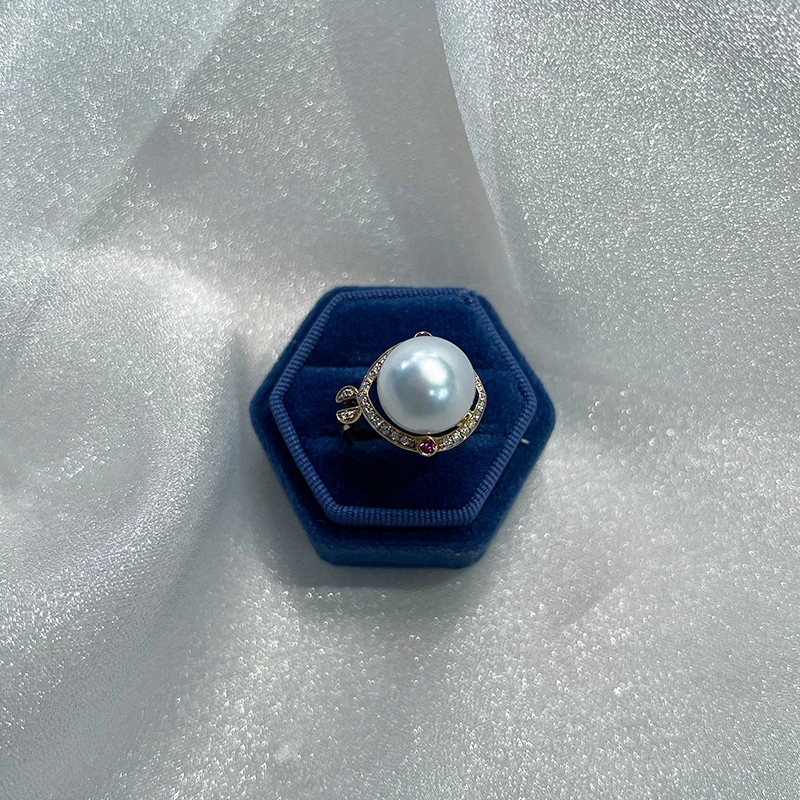 【澳白专享】设计款海水澳白戒指13.5mm 正圆 极强光 拍一发一