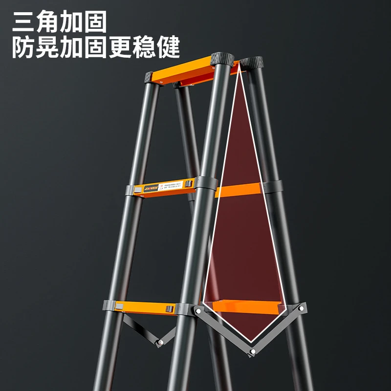 匠之诚加厚碳钢伸缩梯子家用人字梯竹节梯升降折叠工程楼梯