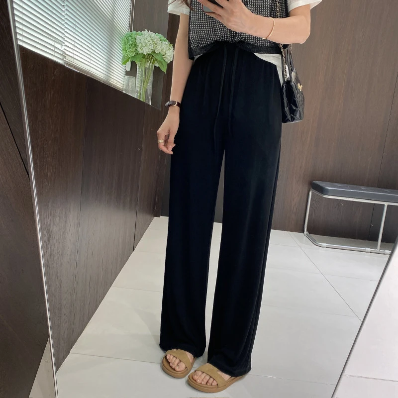 IMFLY金小金自制女装 休闲裤DYK2677夏季新款垂顺抽绳休闲长裤女