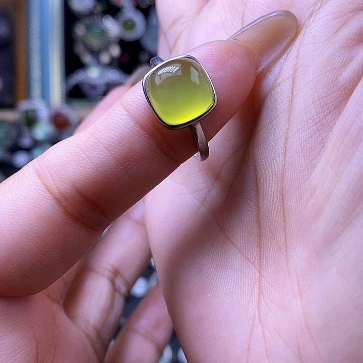 岫玉银S925镶嵌戒指