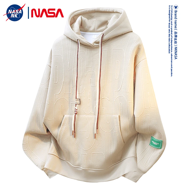 NASA联名秋冬连帽卫衣男女同款慵懒风提花加绒高级感宽松休闲外套