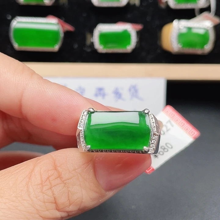 翡翠银S925镶嵌戒指编号4027没运费险