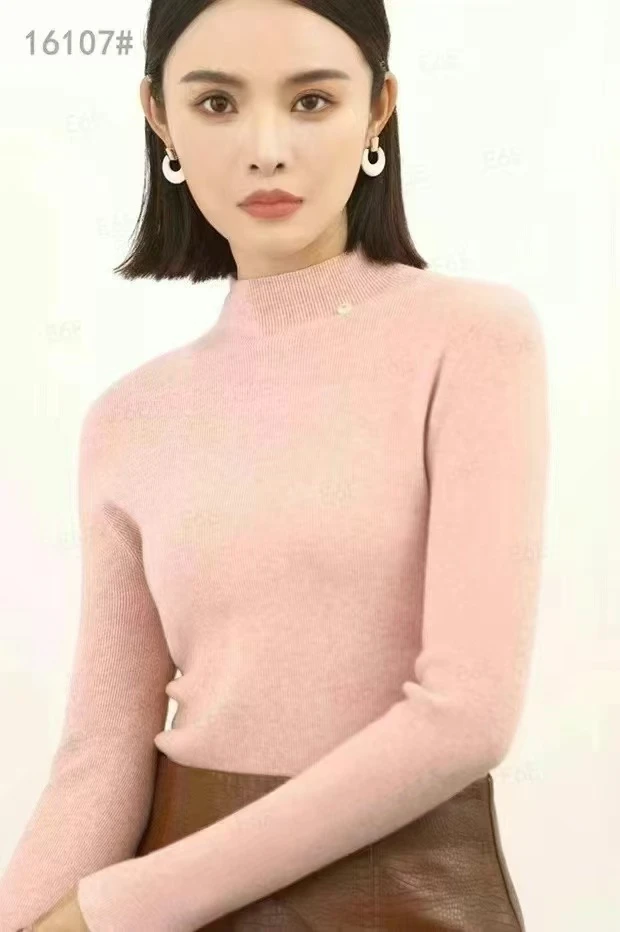 16107时尚针织女立领加厚保暖套头打底衫