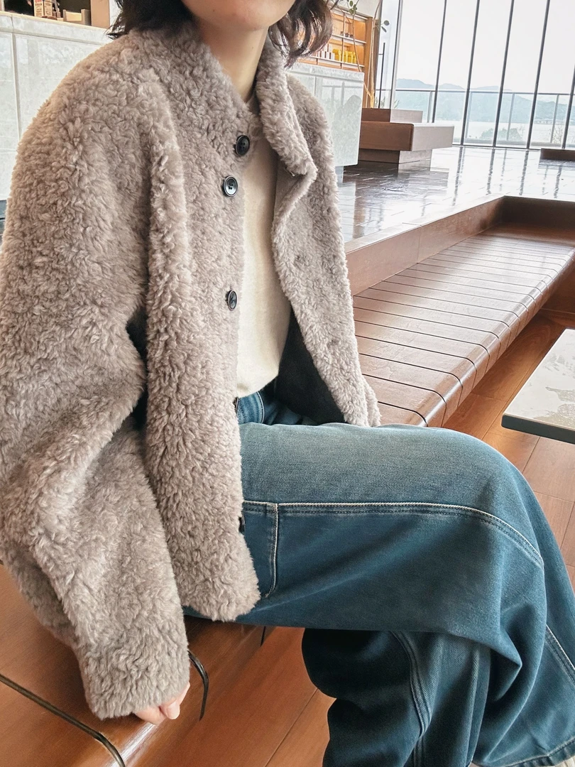 【王小姐】升级版“枫叶毛毛外套”100羊毛 高保暖纽扣外套