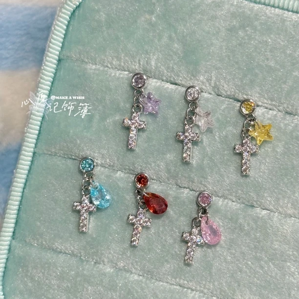 钛钢锆石耳饰 MAW 暮光/十字架钛钢简约耳钉耳骨钉