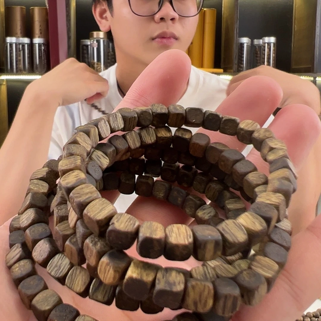 手串沉香张勺子方糖珠单圈6mm3g