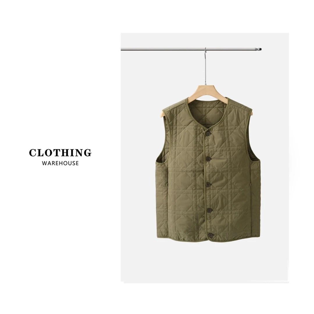 C107 高品质科技梭织正反两面穿羊毛保暖透气轻薄马甲006绿色