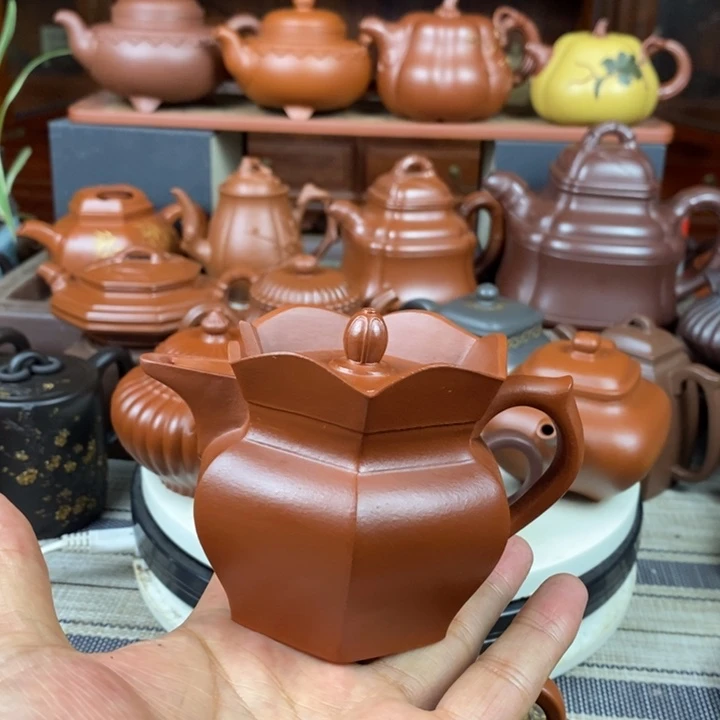茶壶紫砂六方僧帽160cc原矿赵庄朱泥特价