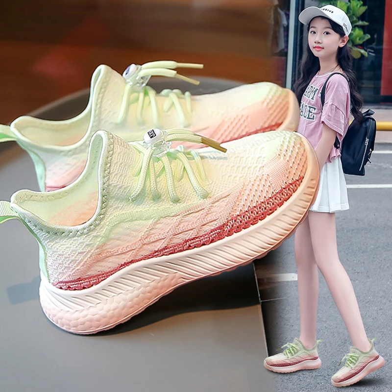 ABC儿童椰子鞋女童飞织网面鞋2025夏款休闲百搭小女孩运动鞋防滑