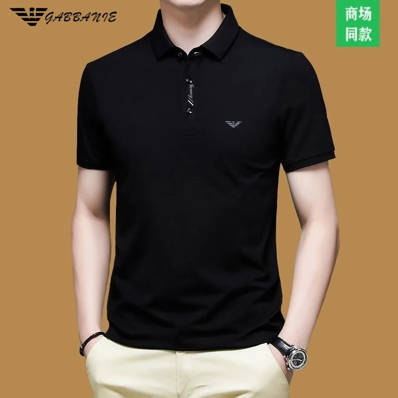 正品短袖t恤男士纯棉翻领夏季休闲时尚纯色冰丝polo衫