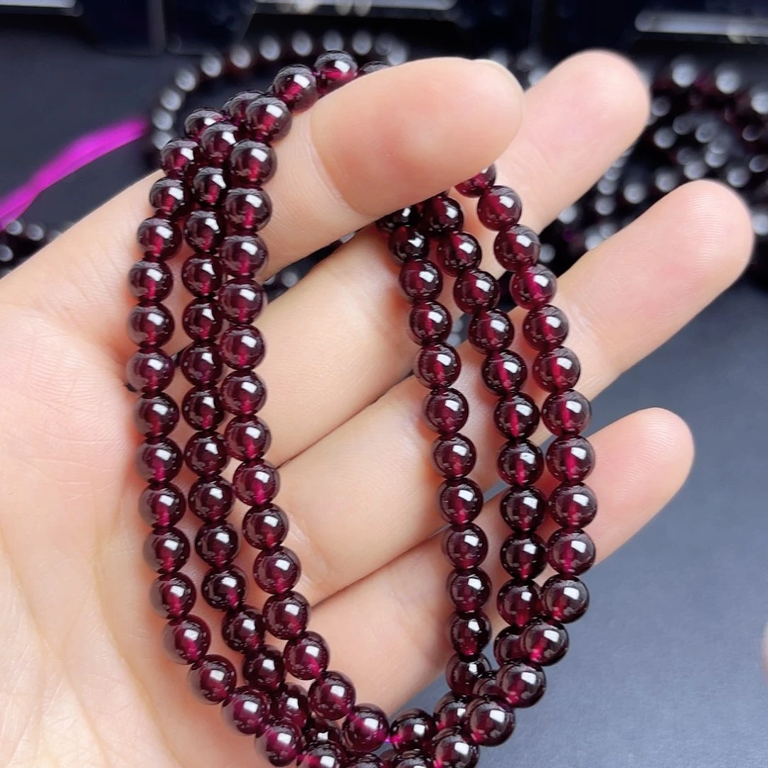 手链未镶嵌石榴石卡5.5酒红三圈3A