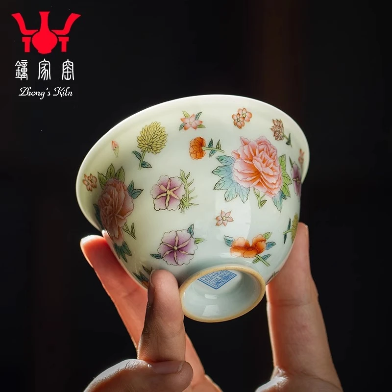 钟家窑陶瓷茶杯 景德镇手工珐琅彩茶具功夫茶主人杯品茗单杯茶碗