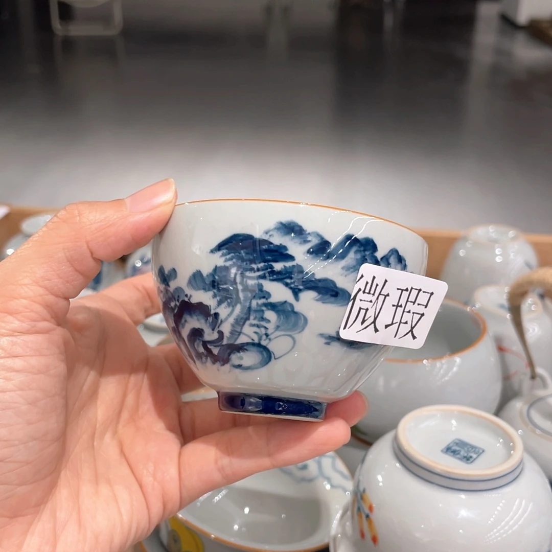 釉下手绘茶具微瑕