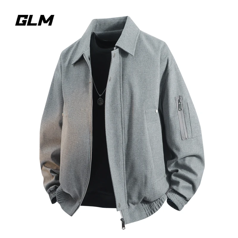 GLM美式工装夹克男士春秋季新款纯色复古宽松休闲百搭翻领外套