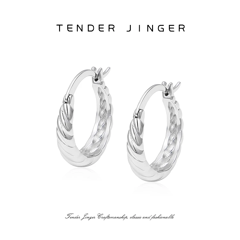 Tender Jinger 铜合金耳饰 『外*美国』 新款扭纹麻花耳饰轻奢高级
