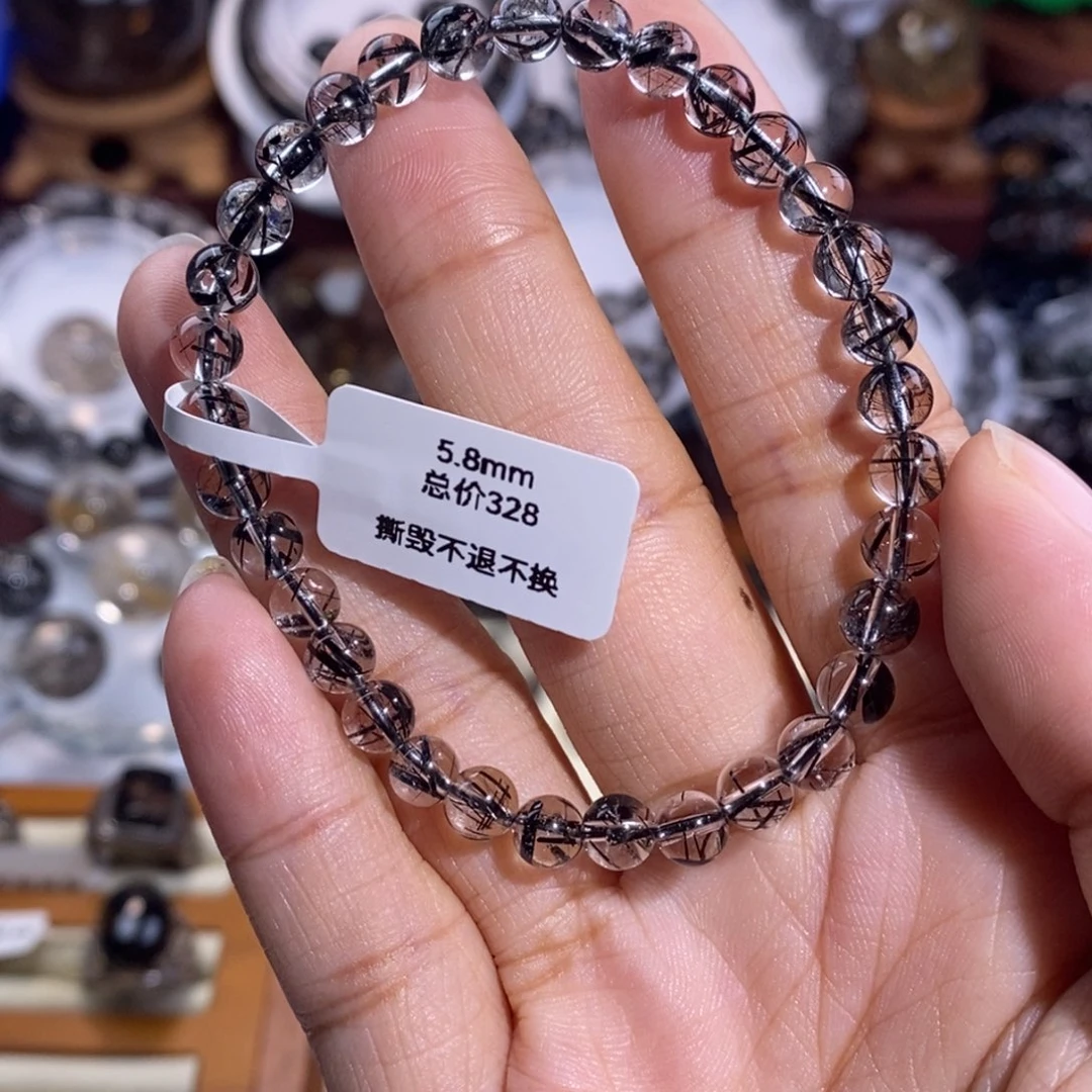 手链未镶嵌水晶全净体5.8mm蕾丝黑发晶