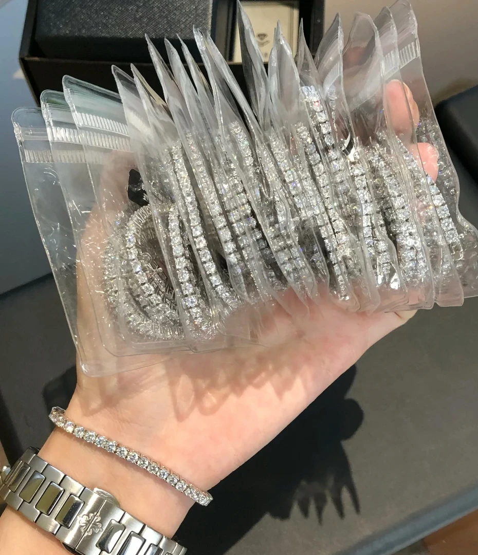 合金手链 小富婆~锆石贵妇网球手链满钻千金风欧美版奢华甜美复古