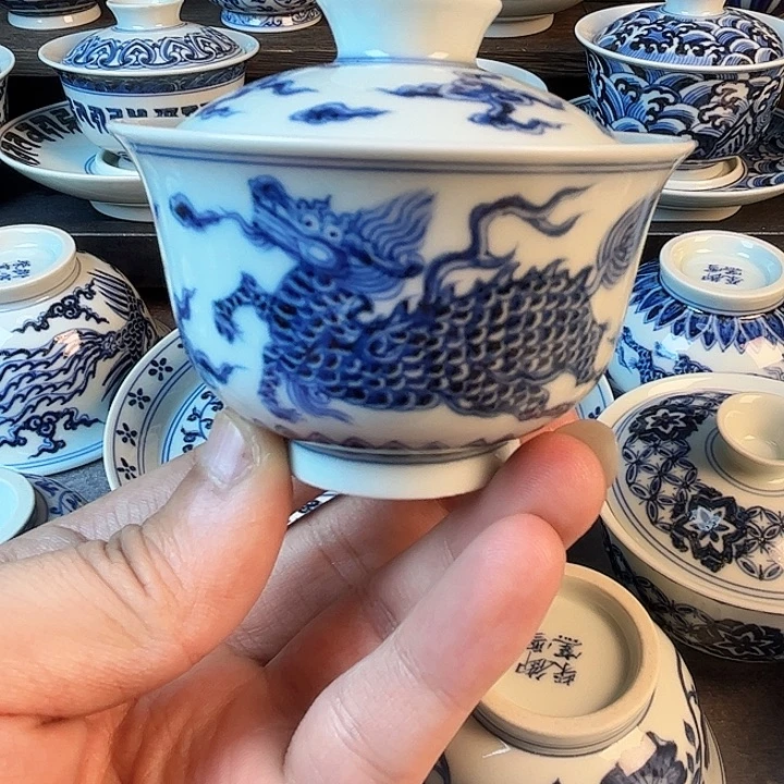 景德镇柴窑麒麟盖碗