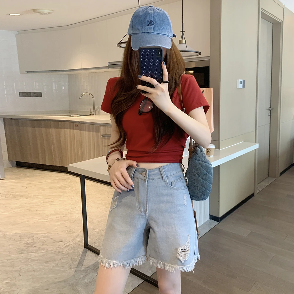 【现货+运费险】牛仔短裤女2025夏款四分裤上新百搭显瘦大码短裤