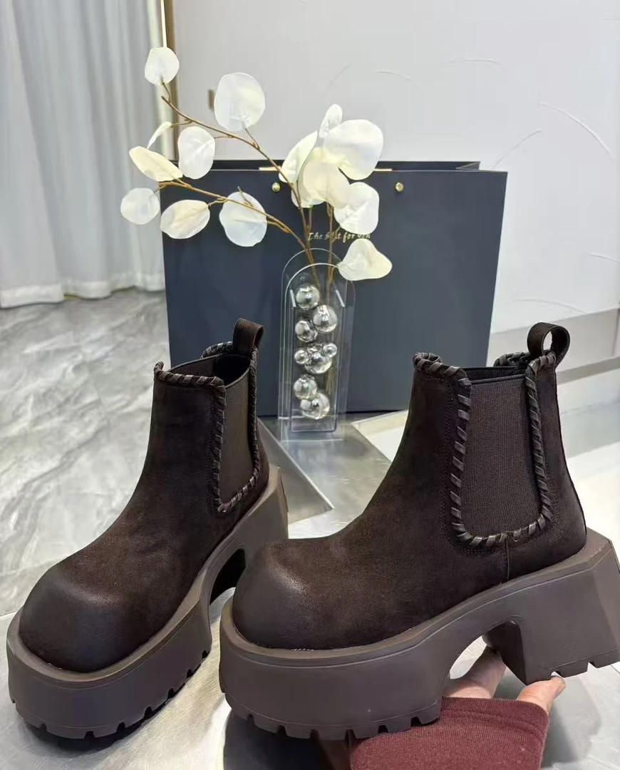 唐小肉常规厚底马丁靴百搭女靴欧若智性风百搭短靴790-5秋冬冬季