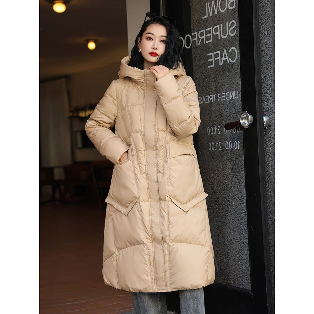 3351长款新款2025加厚时尚白鸭绒羽绒服