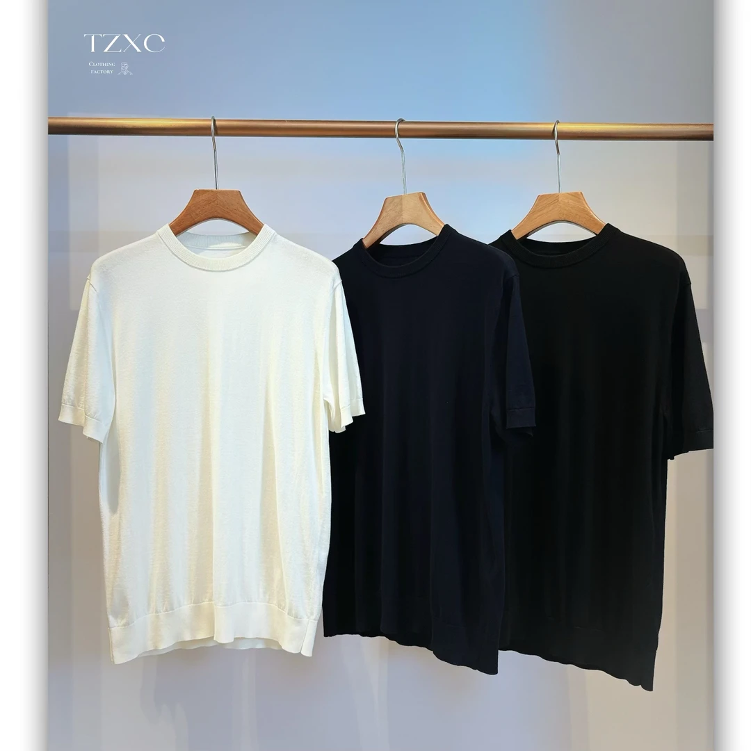 【81054-XSZ】高奢男装 2025春夏男士新款100棉简约百搭透气圆领T恤