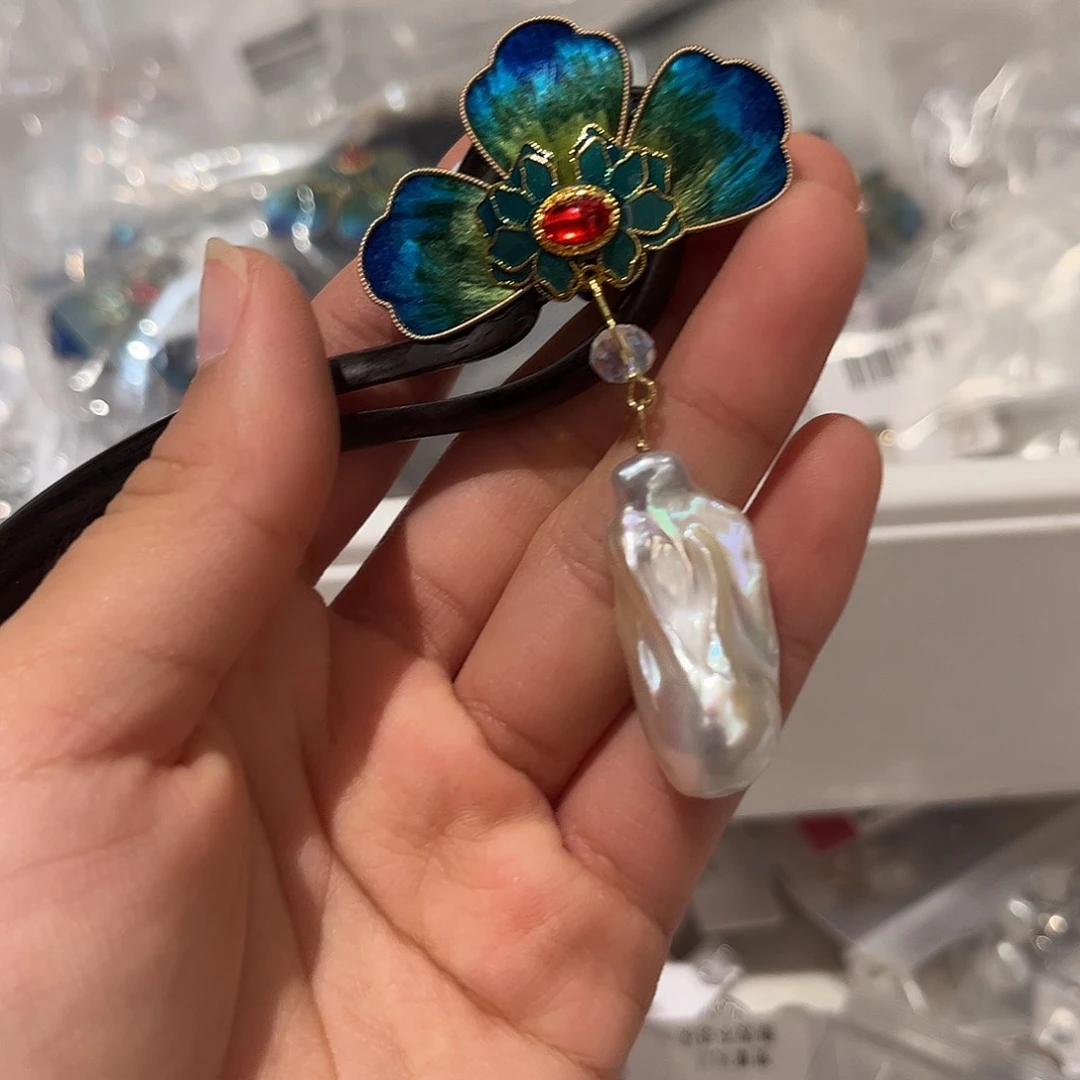 合金淡水珍珠耳饰