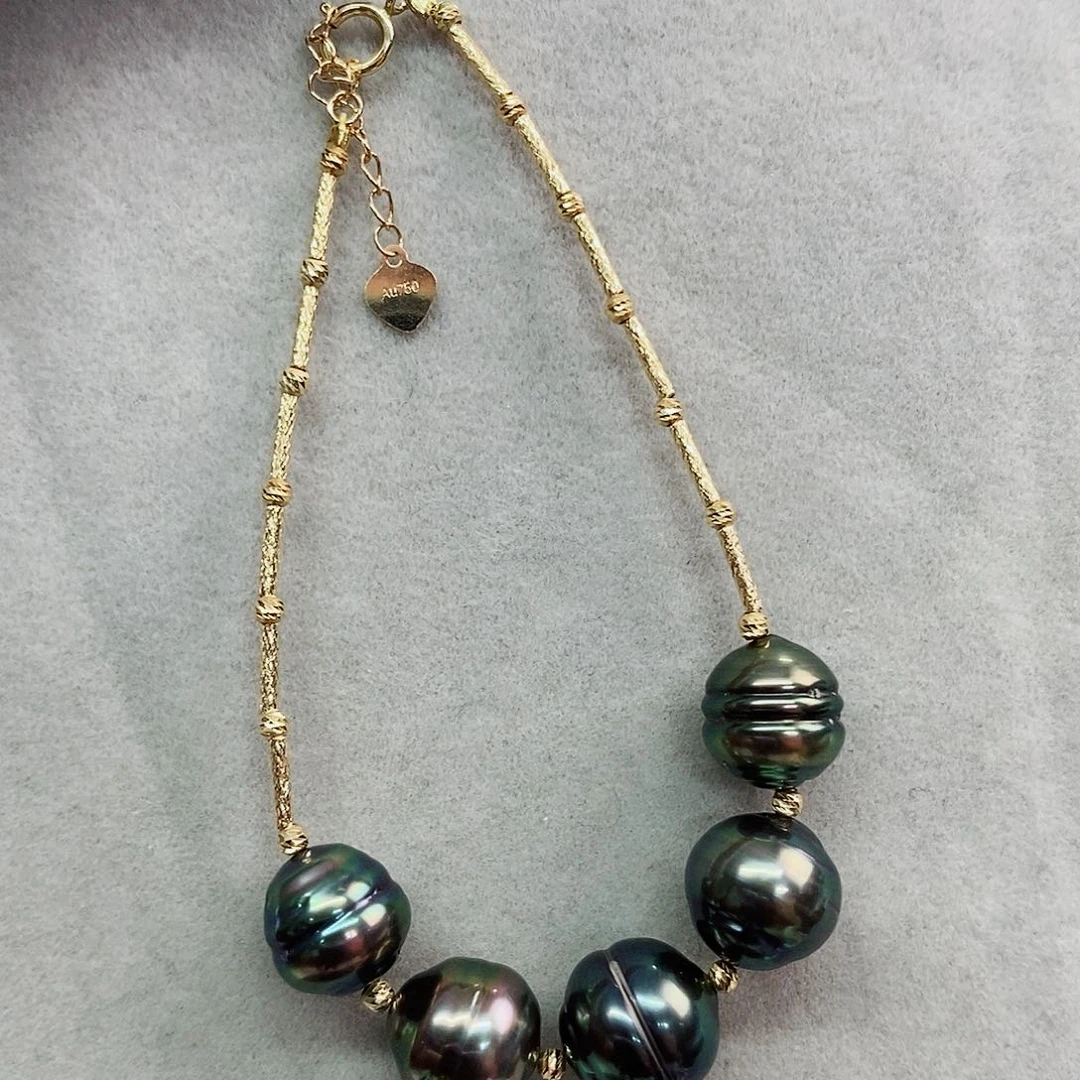 18K金镶嵌手串海水珍珠9-11