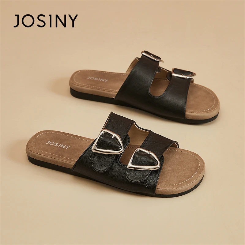 卓诗尼拖鞋女夏2025夏季新款外穿女款平底罗马女士一字凉拖鞋凉拖