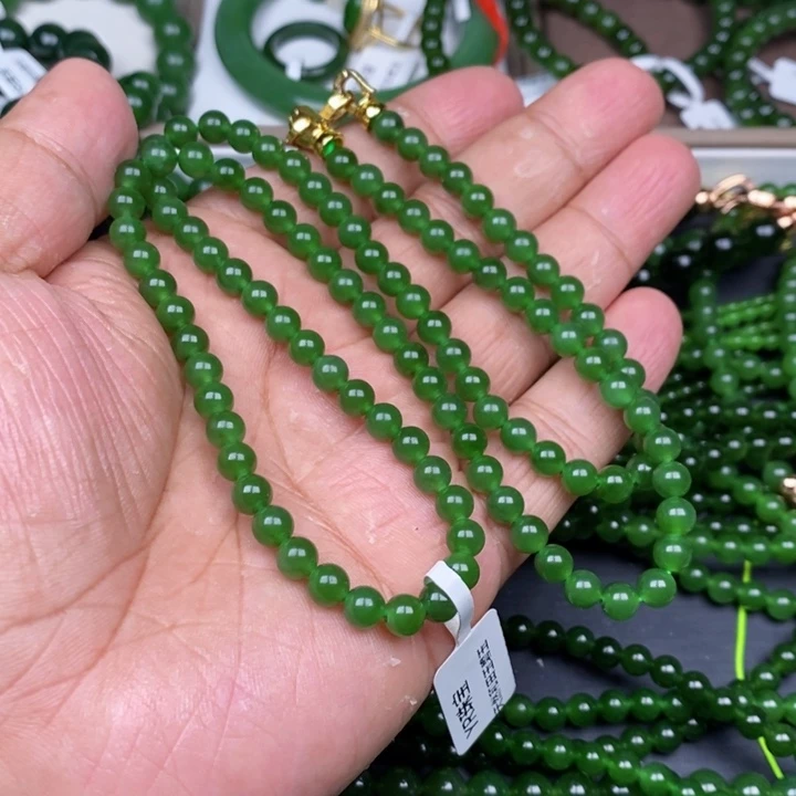 项链未镶嵌和田玉（碧玉）回**义6m m