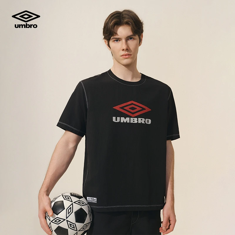 Umbro/茵宝夏季复古梭织速干透气运动抽绳圆领短袖T恤U2125250279