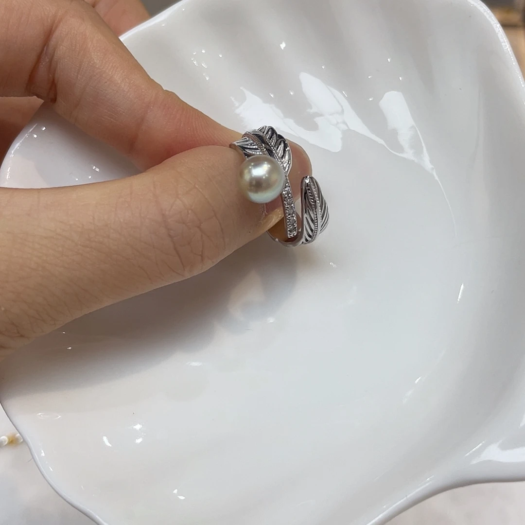 银S925镶嵌戒指海水珍珠