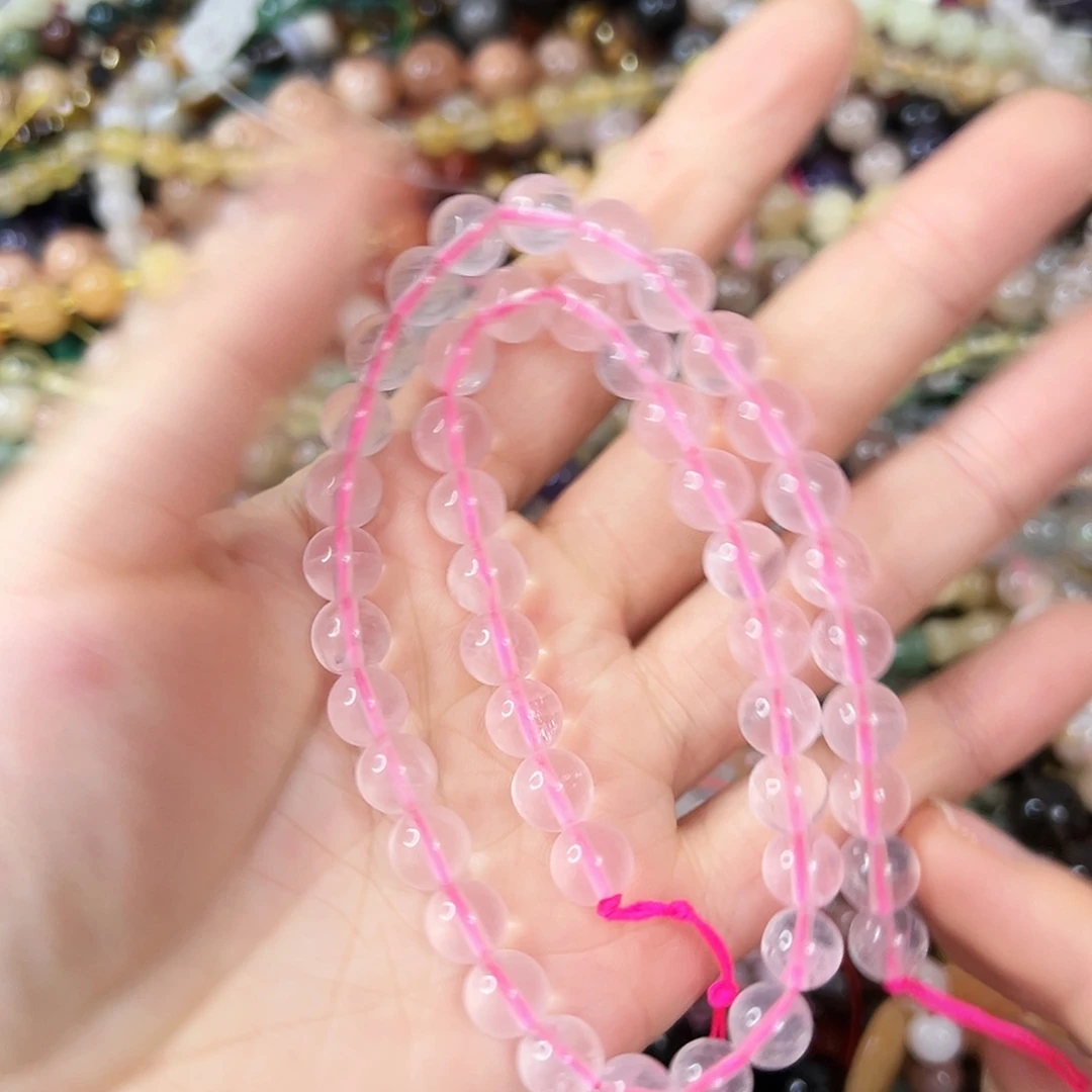 玛瑙/玉髓合金珠宝半成品 卡8粉水晶一条