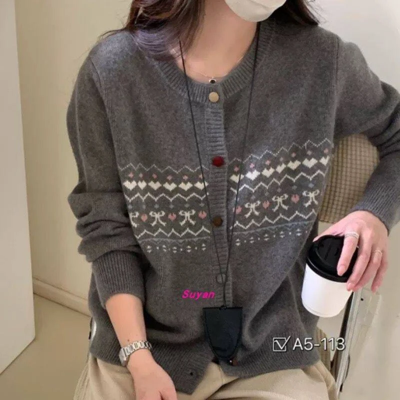 春装新款毛针织衫加厚上衣气质百搭女装外穿设计感开衫女