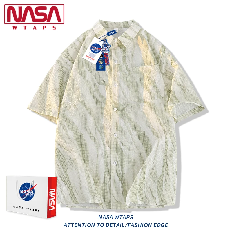 NASA WTAPS工装短袖衬衫男款夏季宽松高级感痞帅冰感衬衣外套男