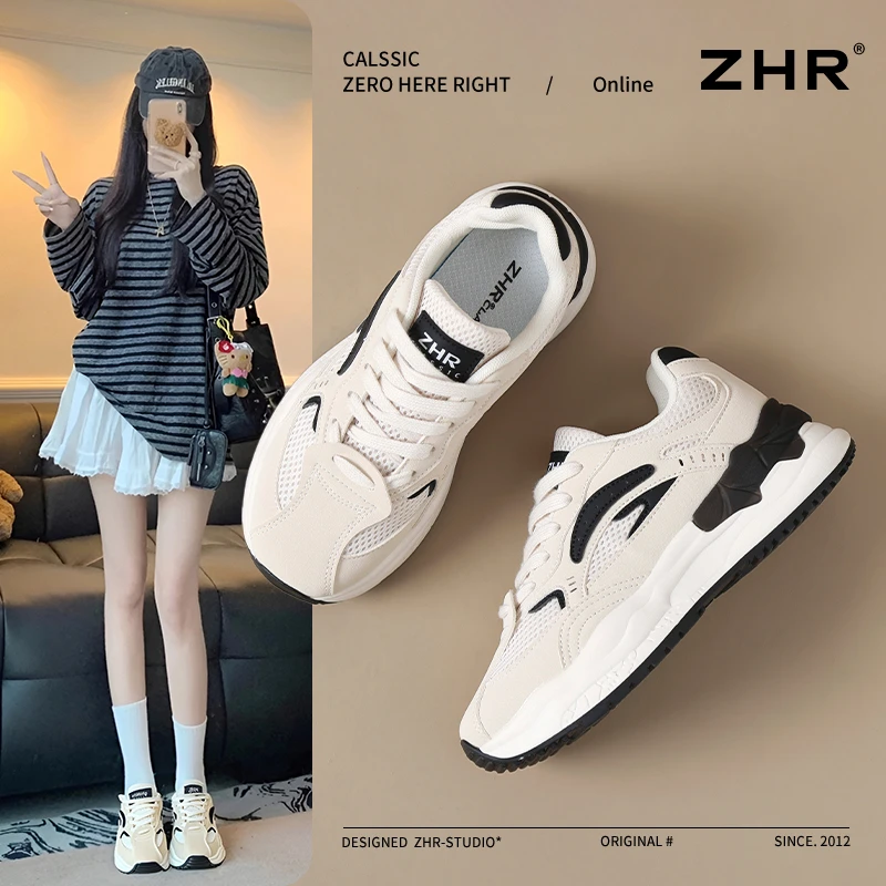 ZHR则则厚底休闲2025春季新款复古防滑老爹小众轻便德训女鞋
